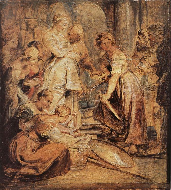 Peter Paul Rubens Aklixi standing between her daughters china oil painting image
